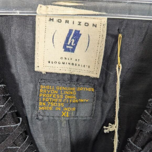 VTG Horizon Bloomingdales Black Suede Vest Lace Up Sides Cross Stitch XL NWT - Picture 3 of 9